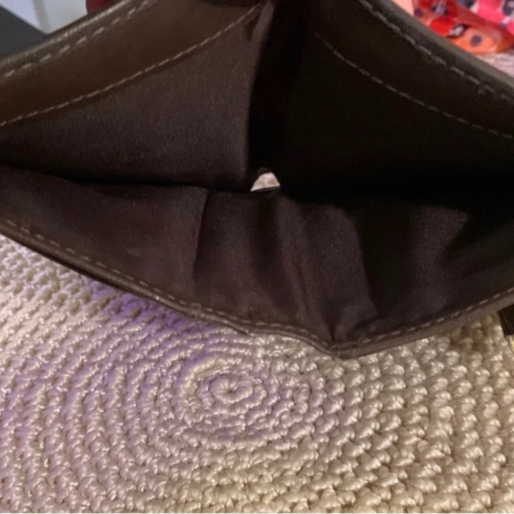 Coach Signature Brown and Tan Wallet with Gold Clasp - Picture 8 of 9